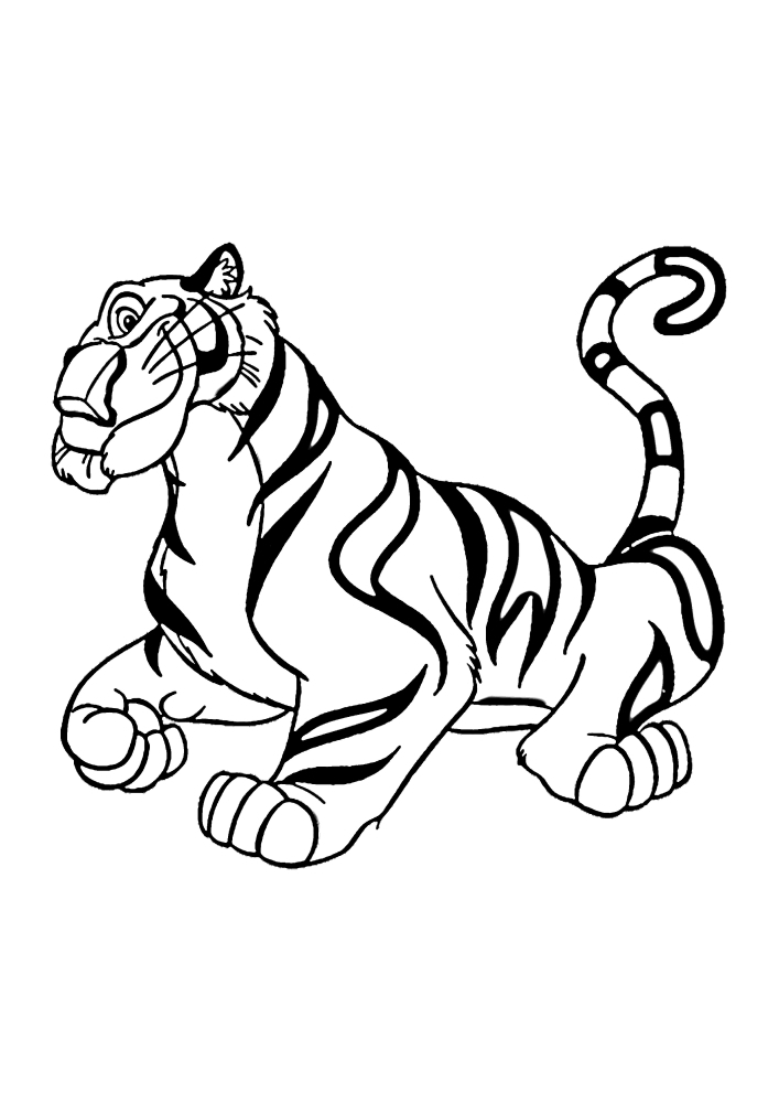 Тигр Раджа - раскраска.