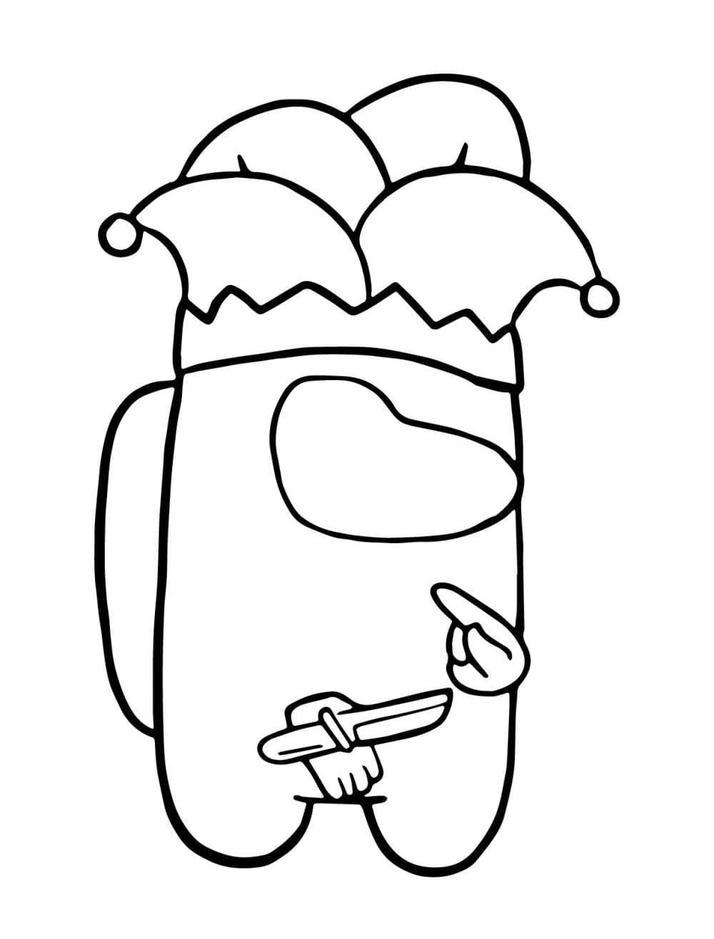 Coloring page Among Us A Imposter in a clown costume