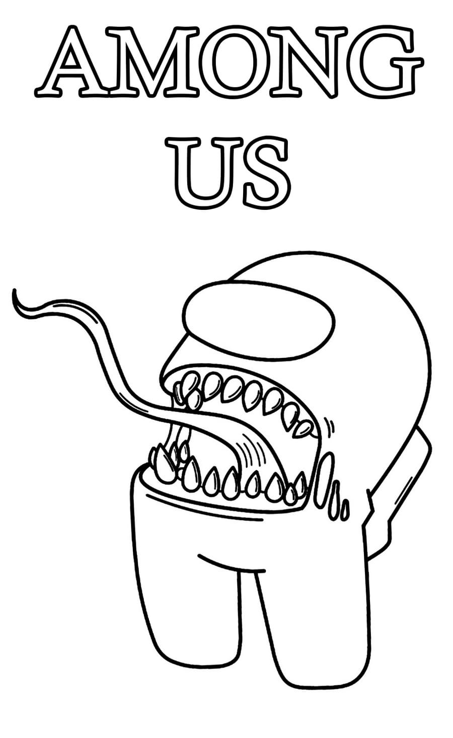Coloring page Among Us The killer with the long tongue