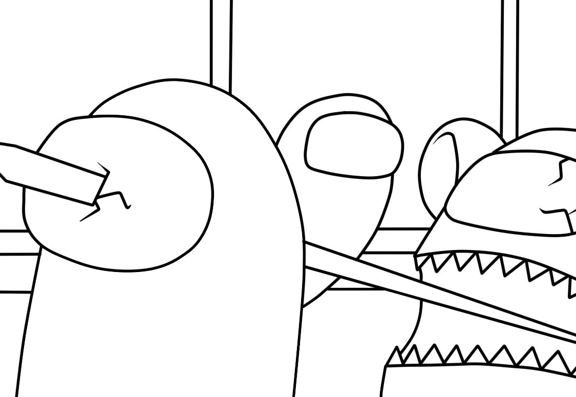 Coloring page Among Us The Imposter attacked from behind