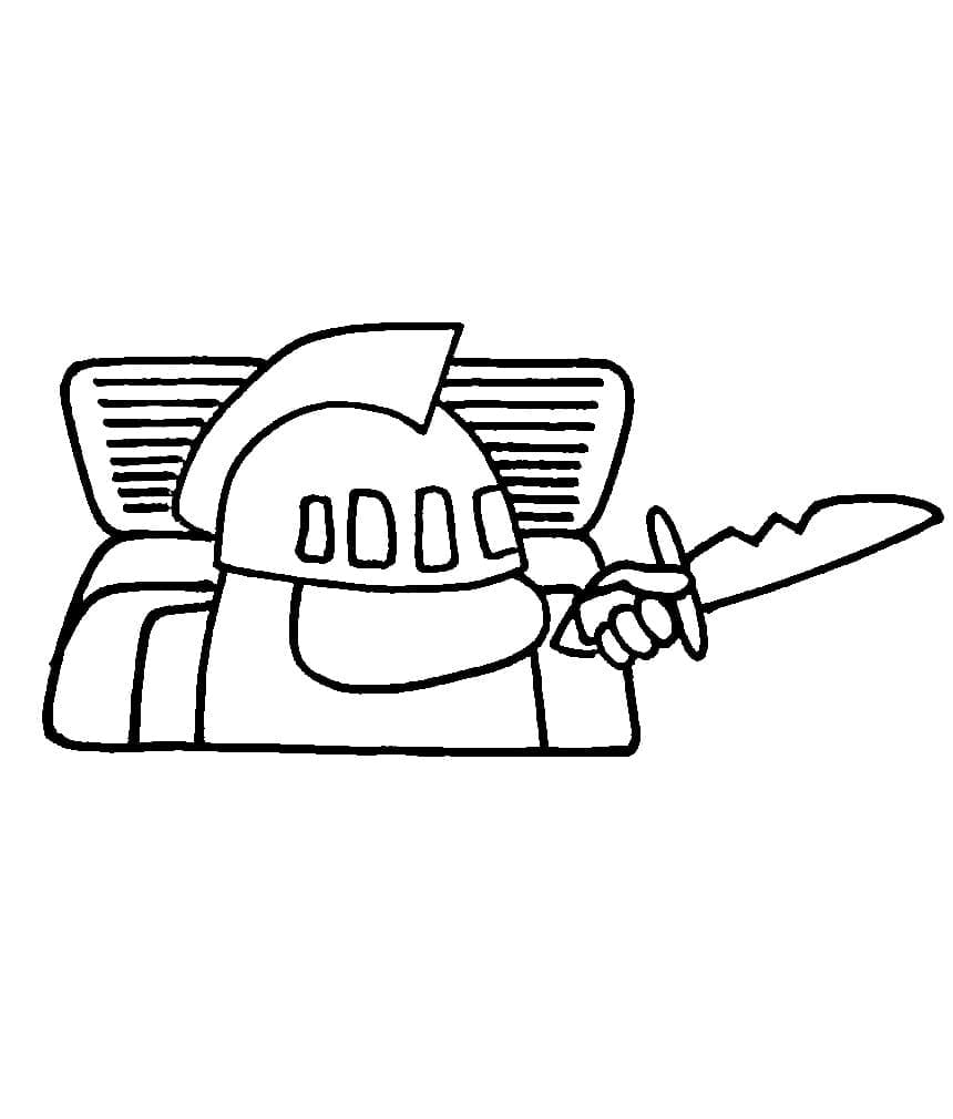 Coloring page Among Us A Imposter with a knife