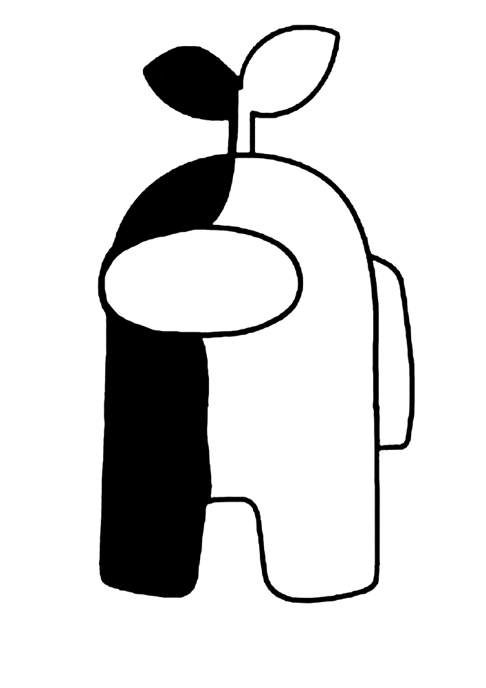 A character in black and white colors