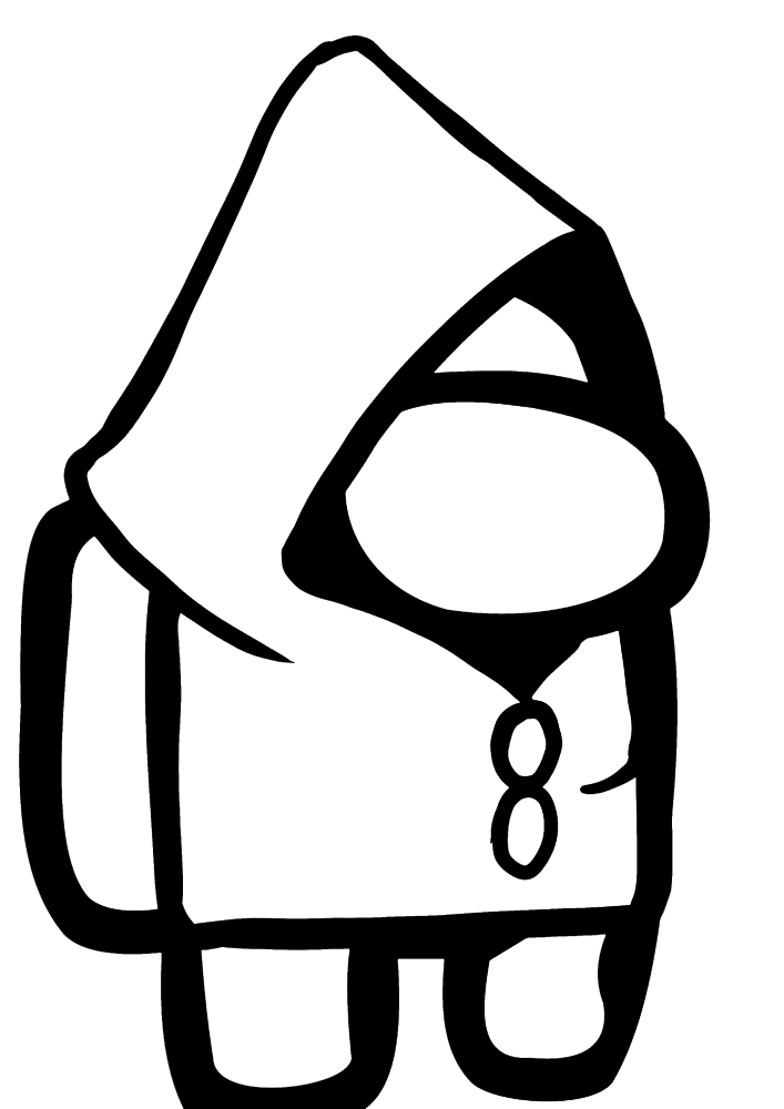 A character in a hooded suit