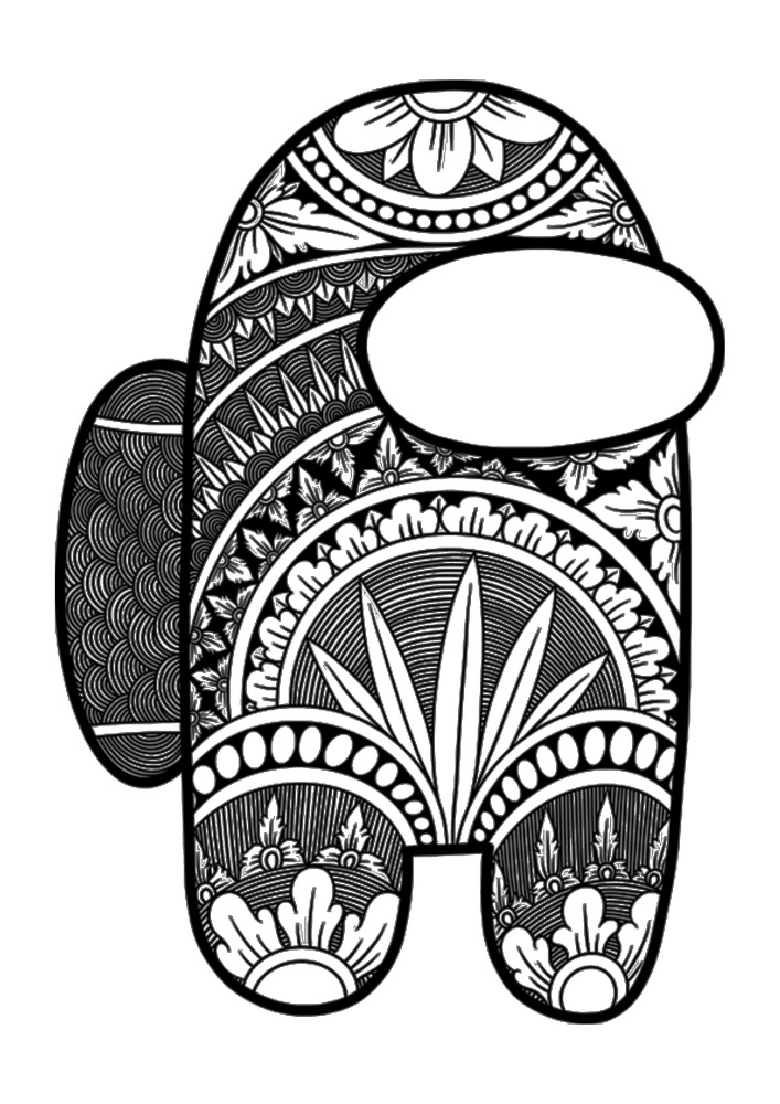 Complex detailed coloring page Among Us