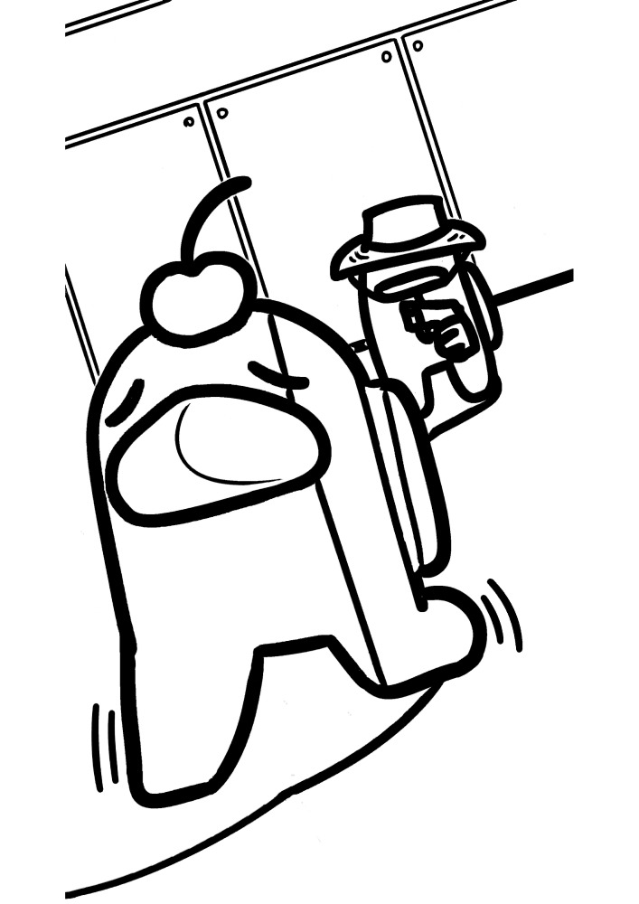 Astronauta foge do traidor com uma arma para colorir