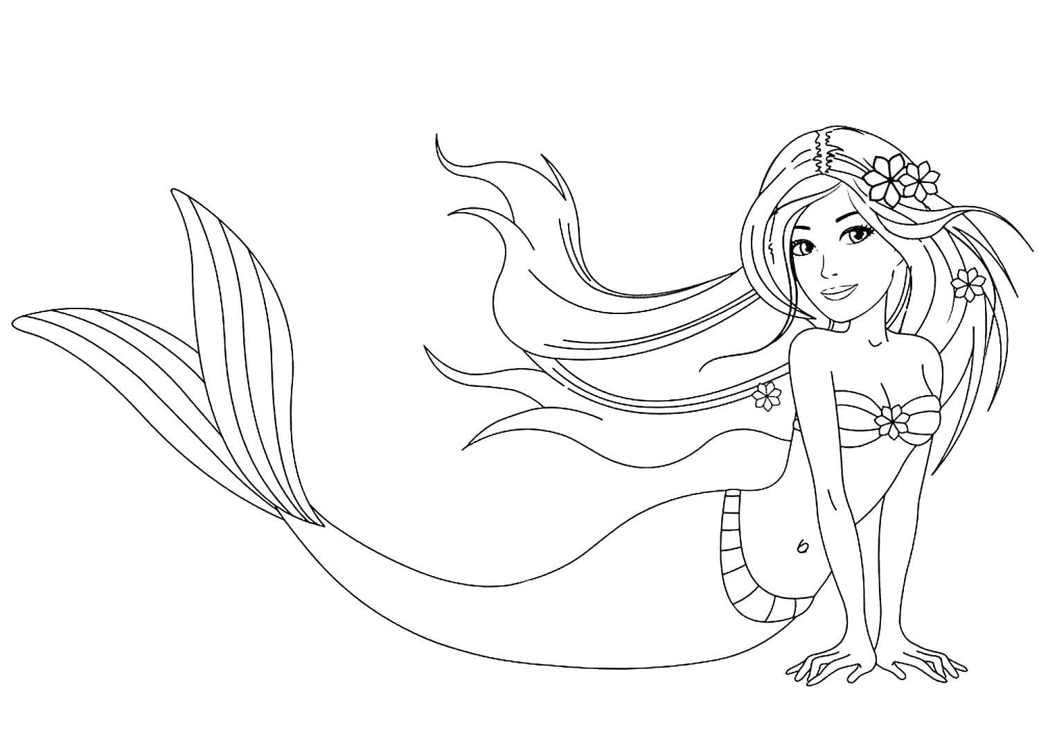 Coloring page Barbie Mermaid Barbie doll for girls