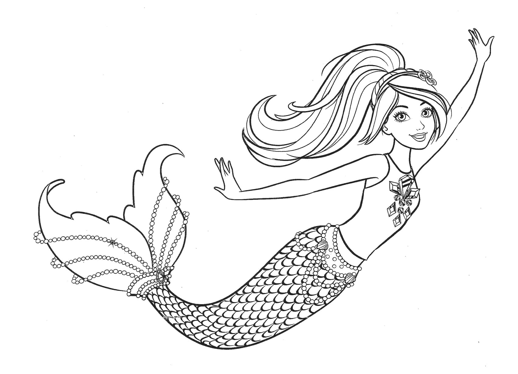 Раскраска Барби Русалка Барби - морская принцесса