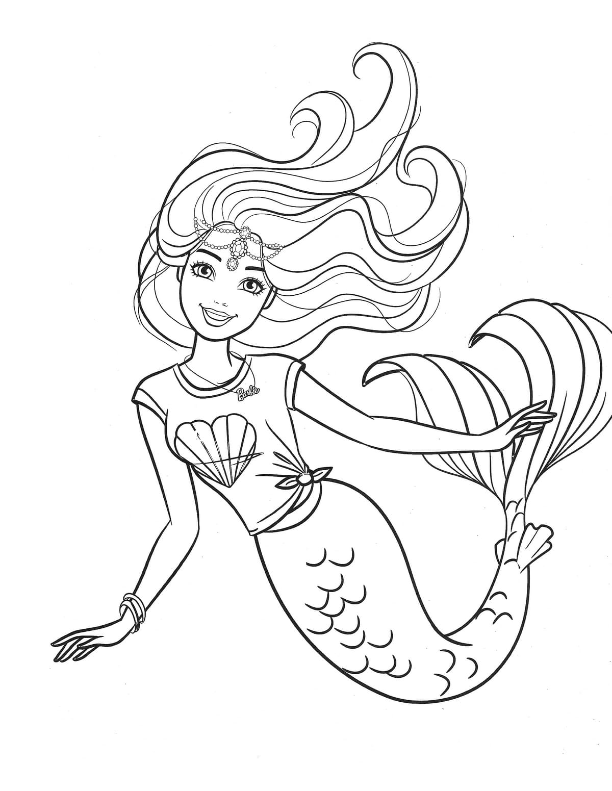 Coloring page Barbie Mermaid The Sea Mermaid Barbie