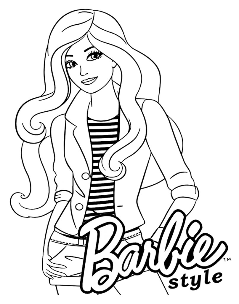 Coloriage Barbie Poupée élégante