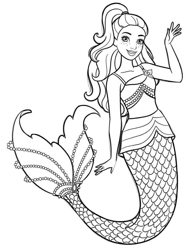 Coloring page Barbie Mermaid in A4 format
