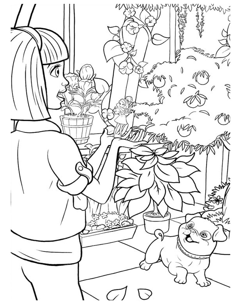Coloring page Barbie and a puppy