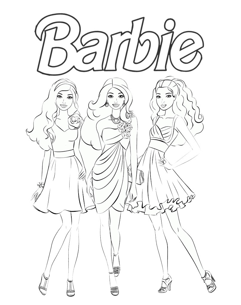 Ausmalbild Barbie Puppen