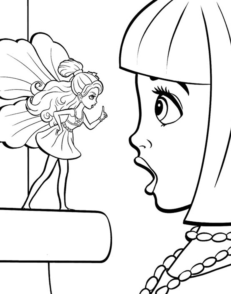 Coloring page Barbie Doll and little fairy