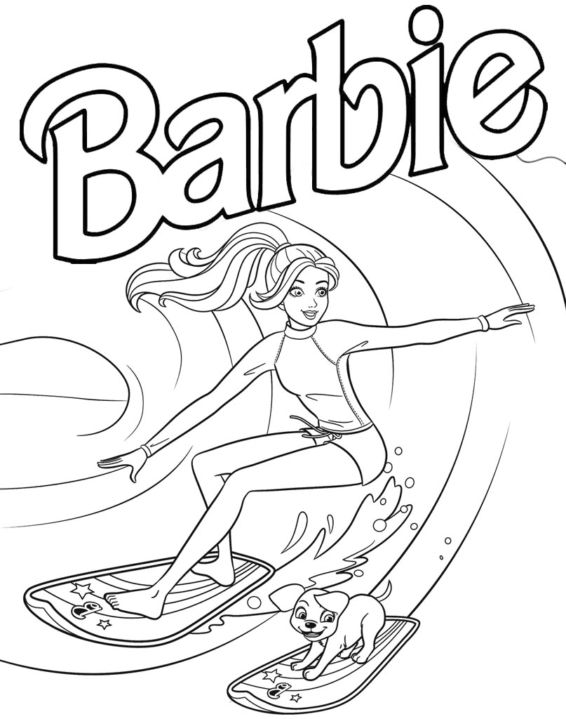 Coloring page Barbie on the sea