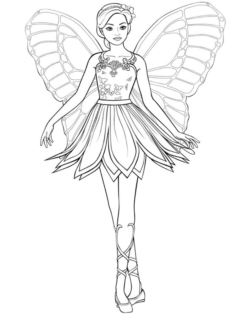 Coloring page Barbie Fairy Print Free