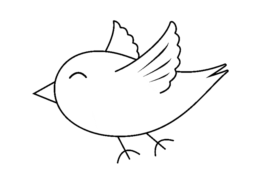 Наклонившаяся птица-раскраска для детей 3 лет
