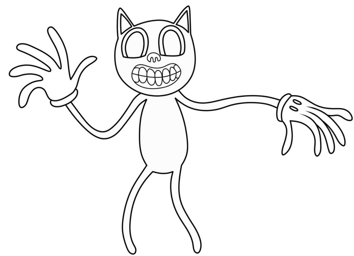 Ausmalbild Cartoon Cat Schwarzes Monster
