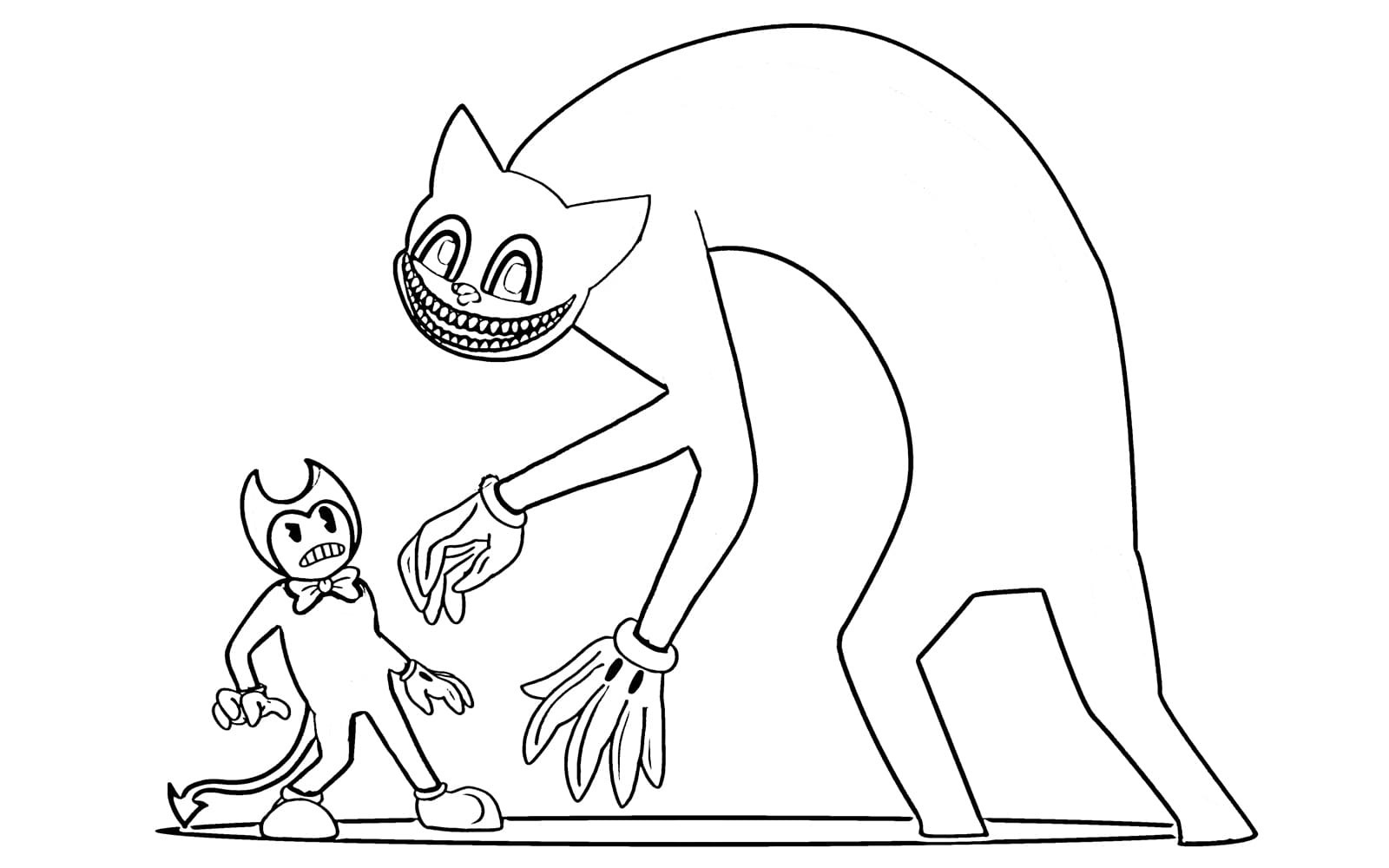 Coloring page Cartoon Cat and Bendy Print Free