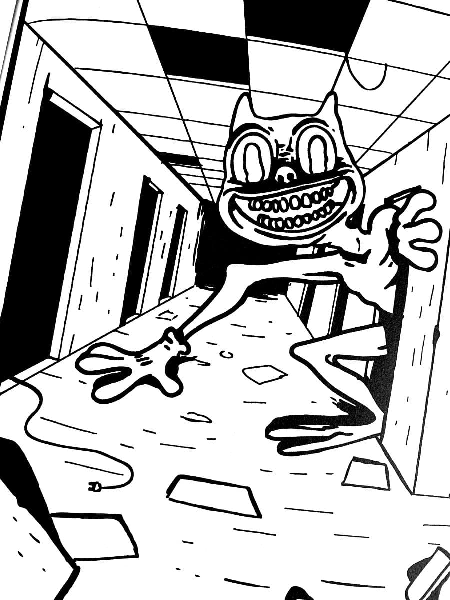 Coloring page Cartoon Cat Horror