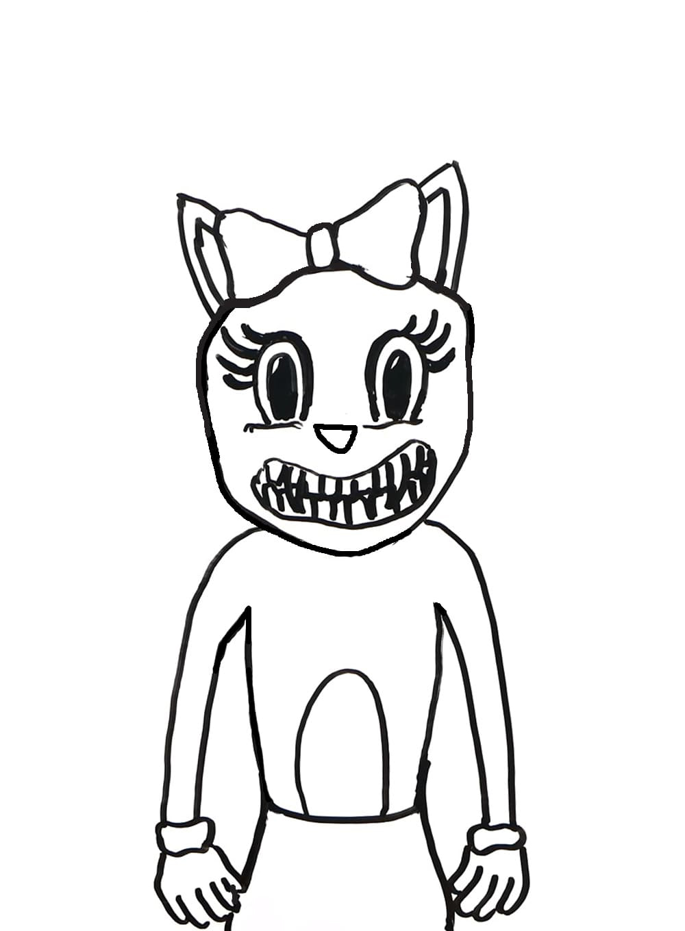 Ausmalbild Cartoon Cat Mädchen im Monster-Stil