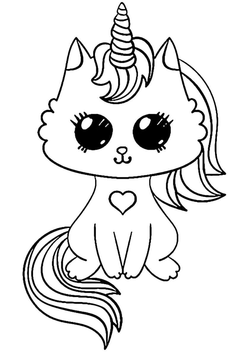 Coloring page Unicorn Cat For girls