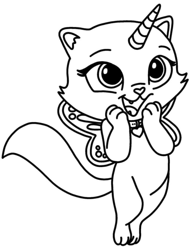 Coloring page Unicorn Cat Girl