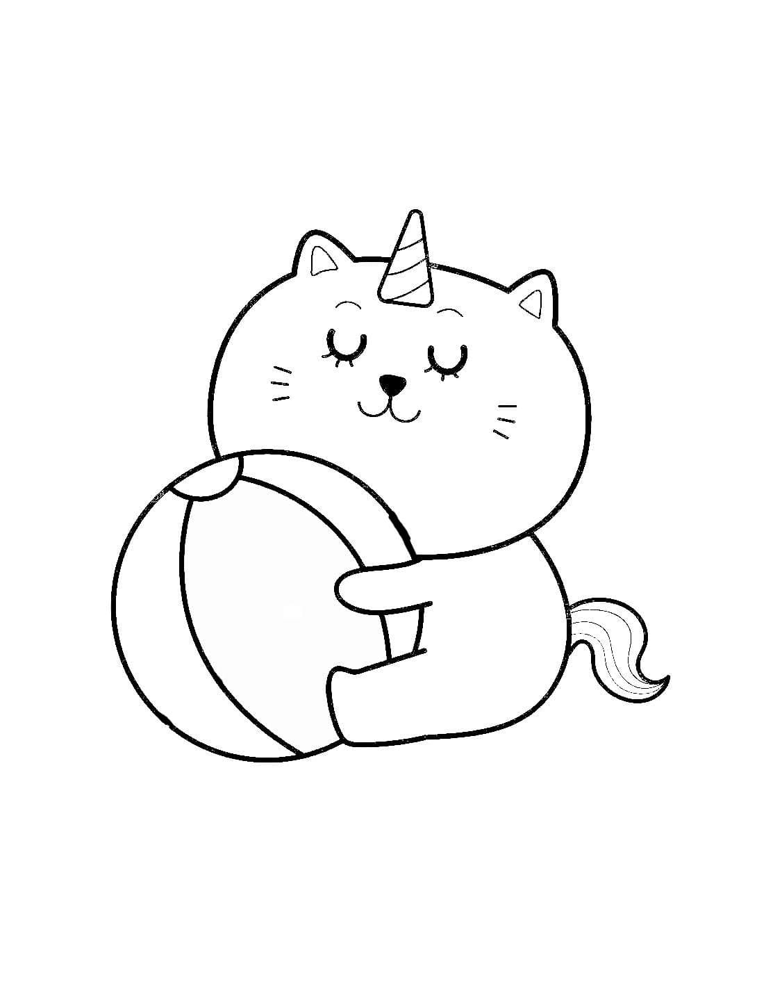Ausmalbild Einhorn-Katze für Kinder