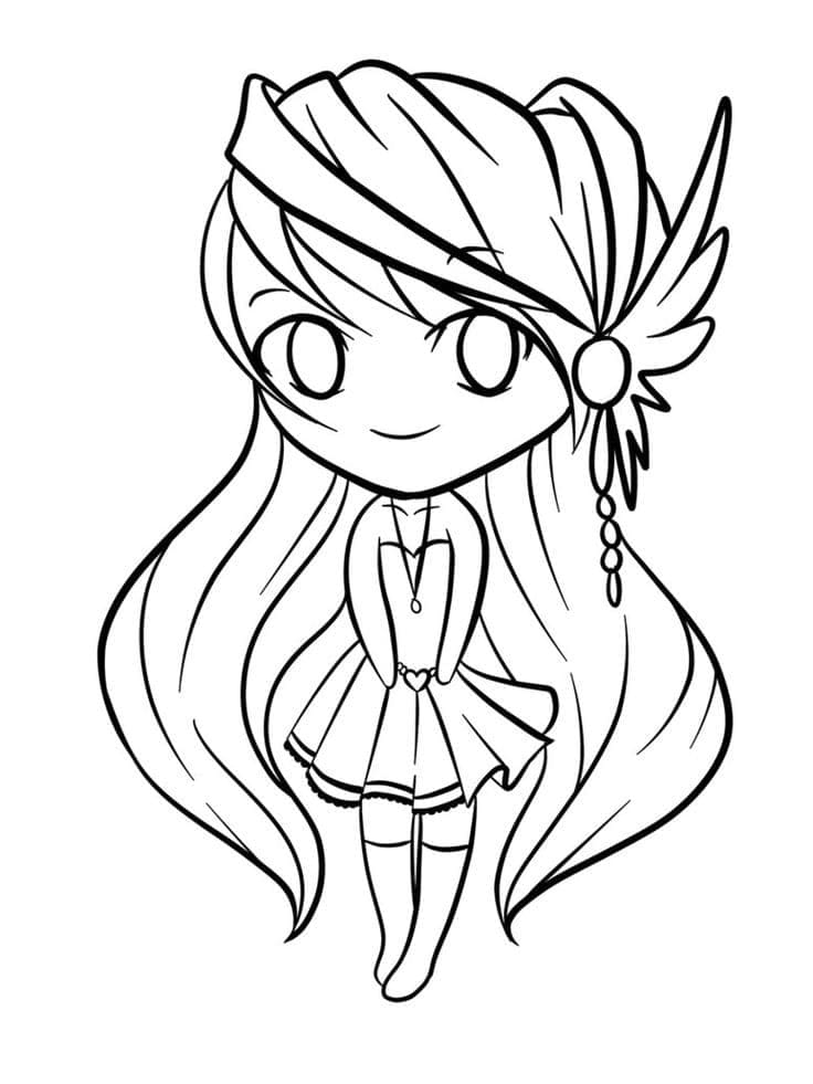 Coloriage Chibi Timide Anime Fille