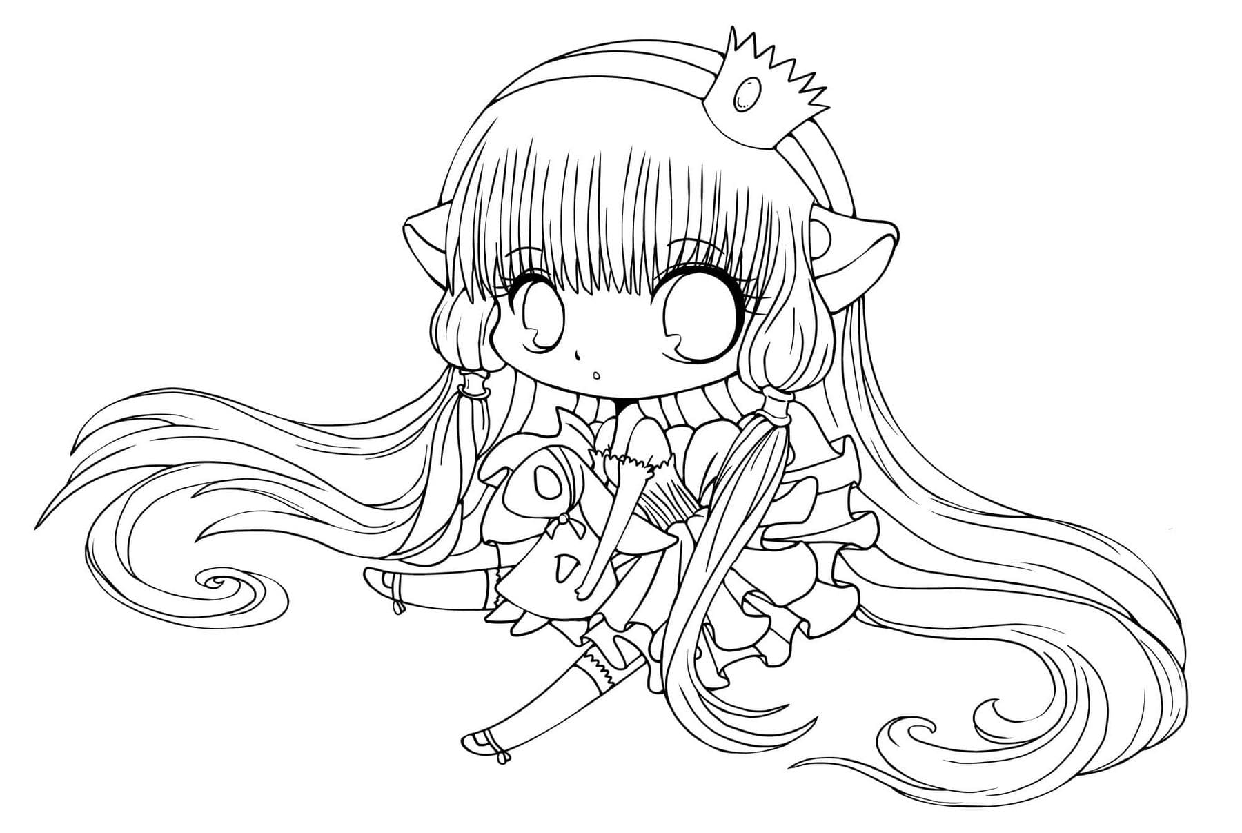 Coloring page Chibi Queen