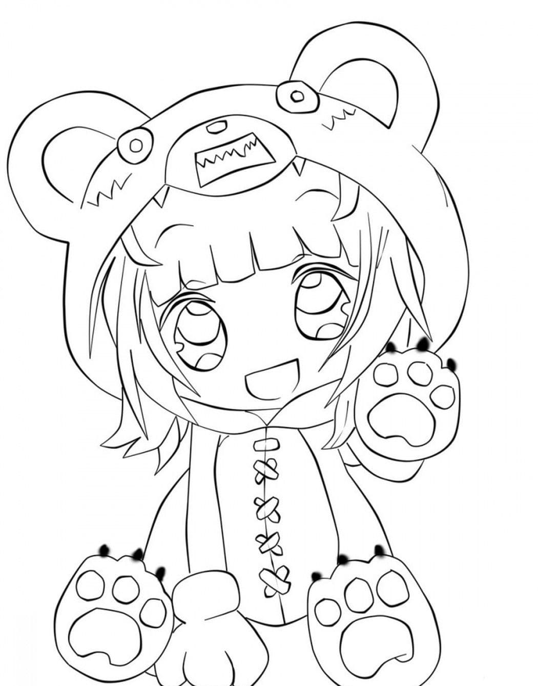 Coloring page Chibi Cute costume Print Free