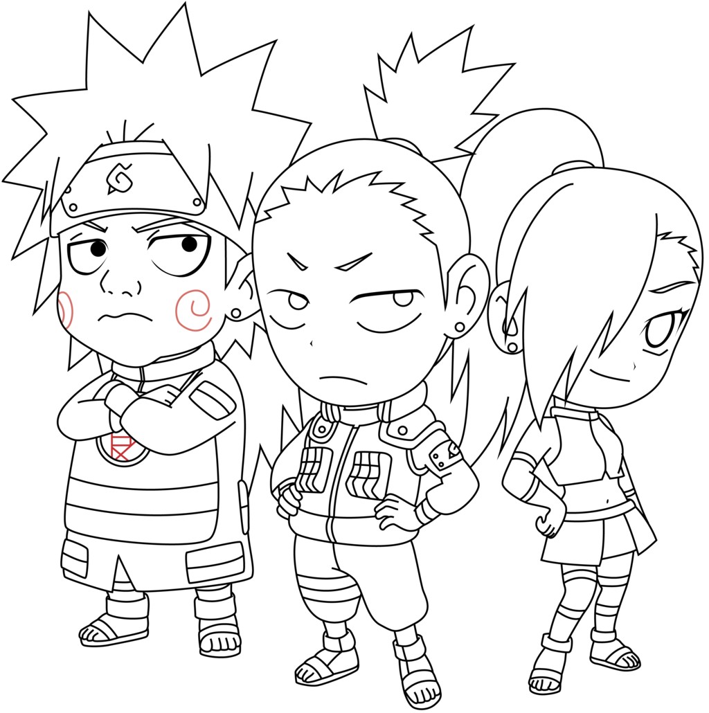 Ausmalbild Chibi Naruto Charaktere