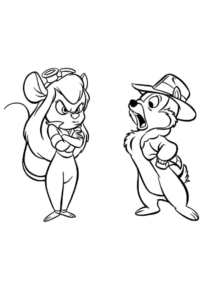 Coloring page Chip and Dale Gadget and Chip