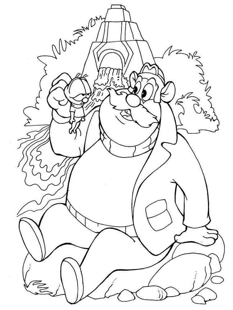 Coloring page Chip and Dale Roquefort and Zipper the Fly
