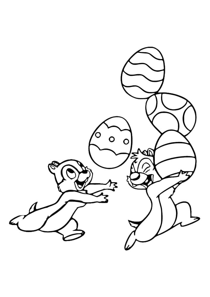 Coloring page Chip and Dale Easter