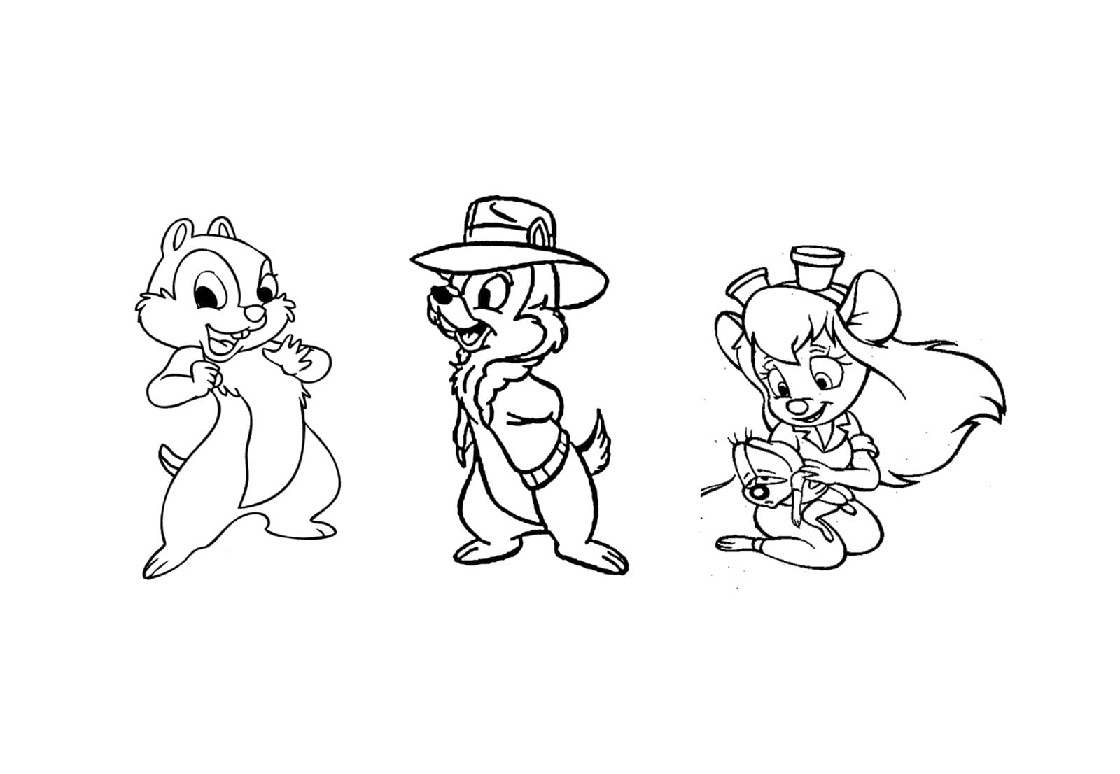 Coloring page Chip and Dale Chip, Dale, Gadget