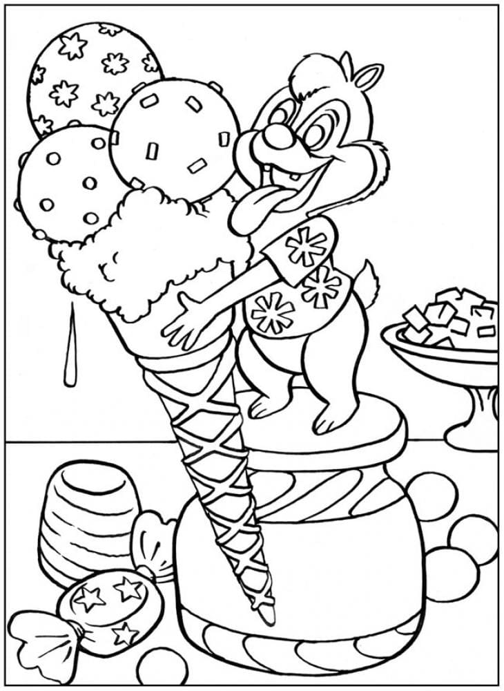 Coloring page Chip and Dale Sweet tooth