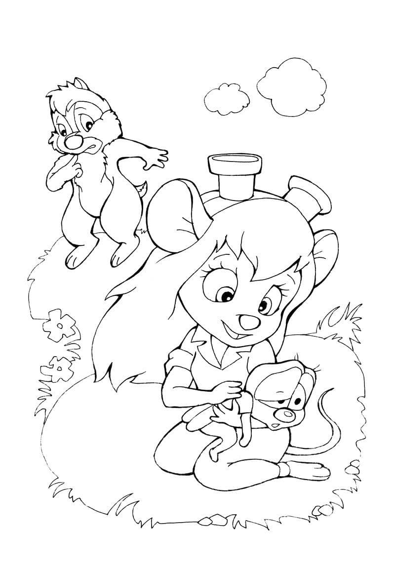 Coloring page Chip and Dale Dale, Gadget, Zipper