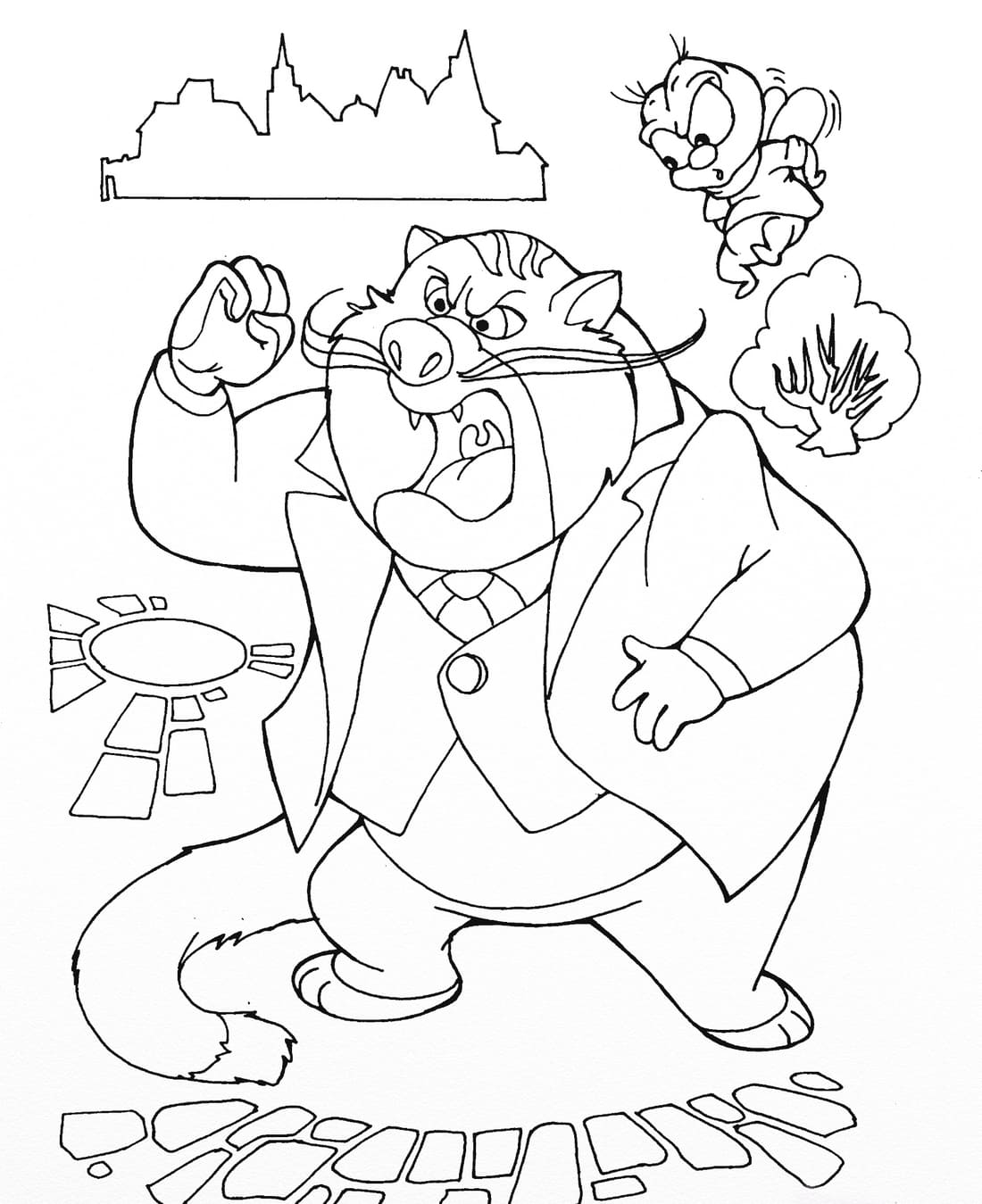 Coloring page Chip and Dale Angry Cat