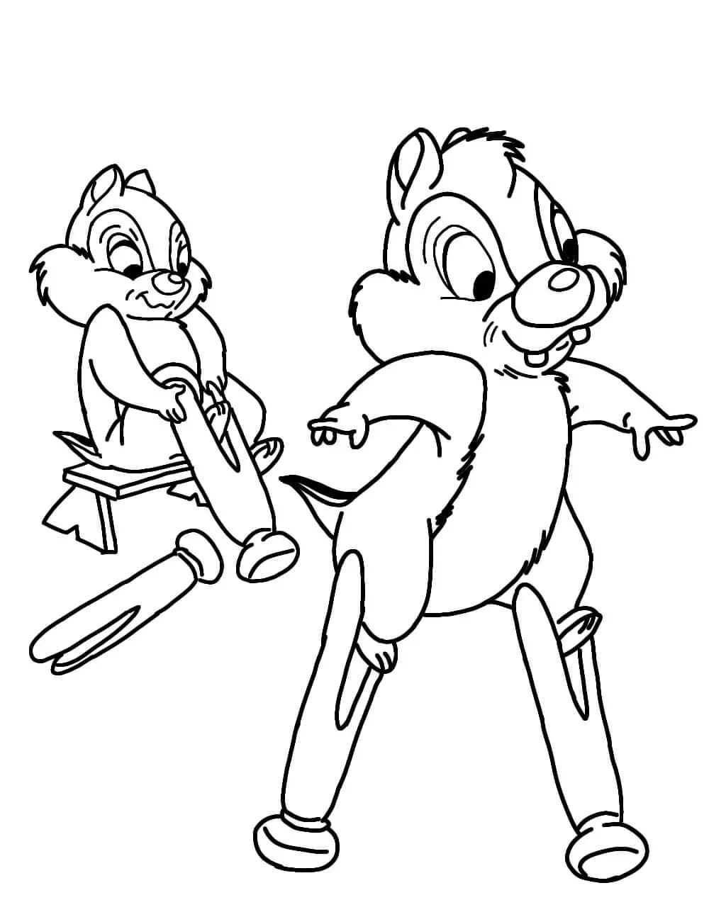 Coloring page Chip and Dale Chip and Dale are having fun