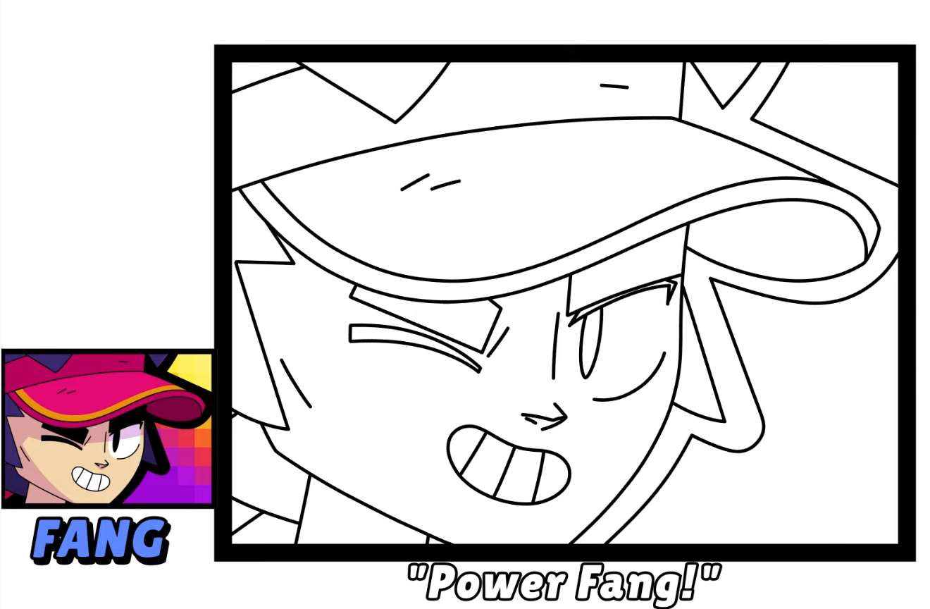 Coloring page Brawl Stars Fang Icon with a color sample