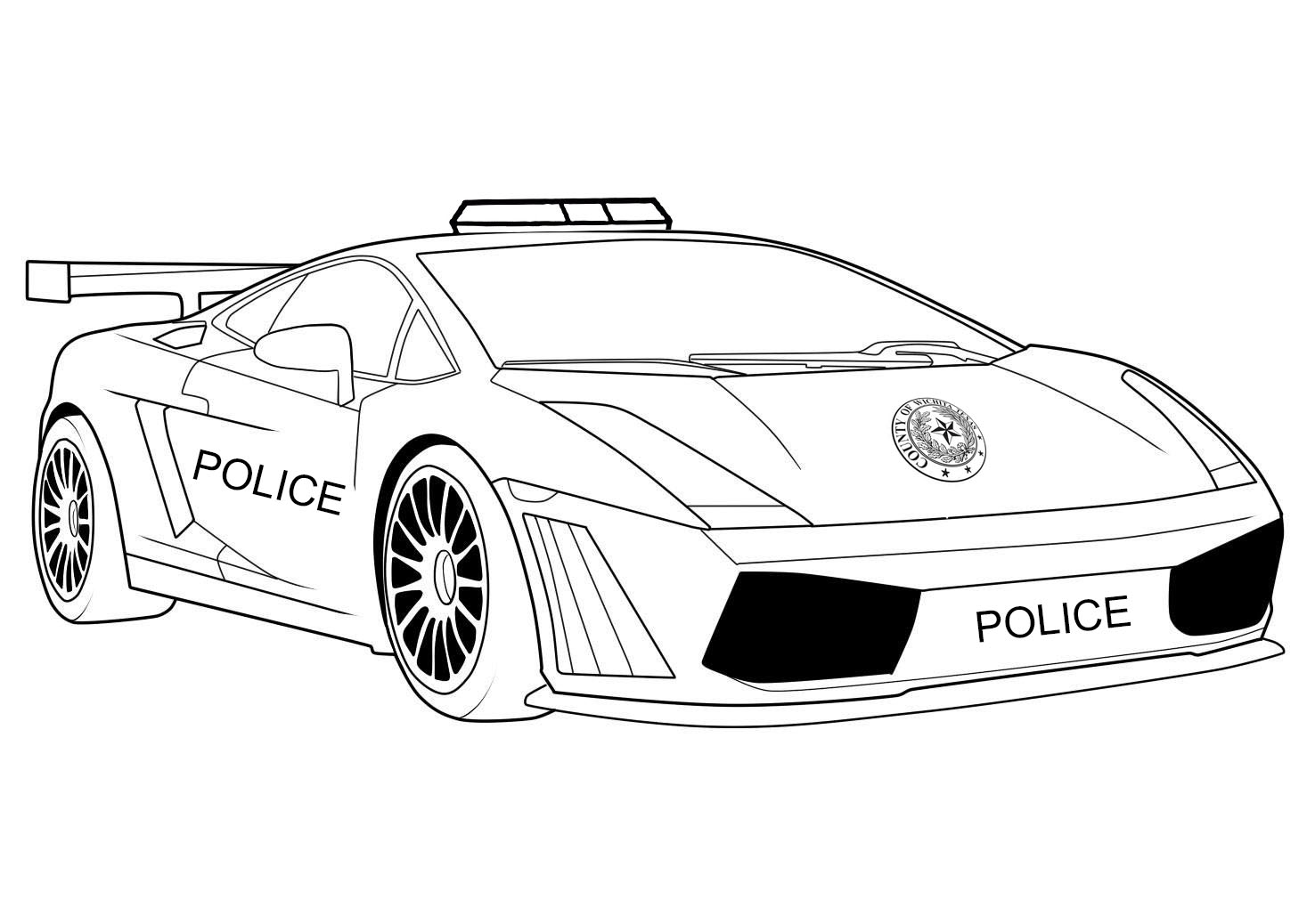 Ausmalbild Polizei Polizei-Sportwagen