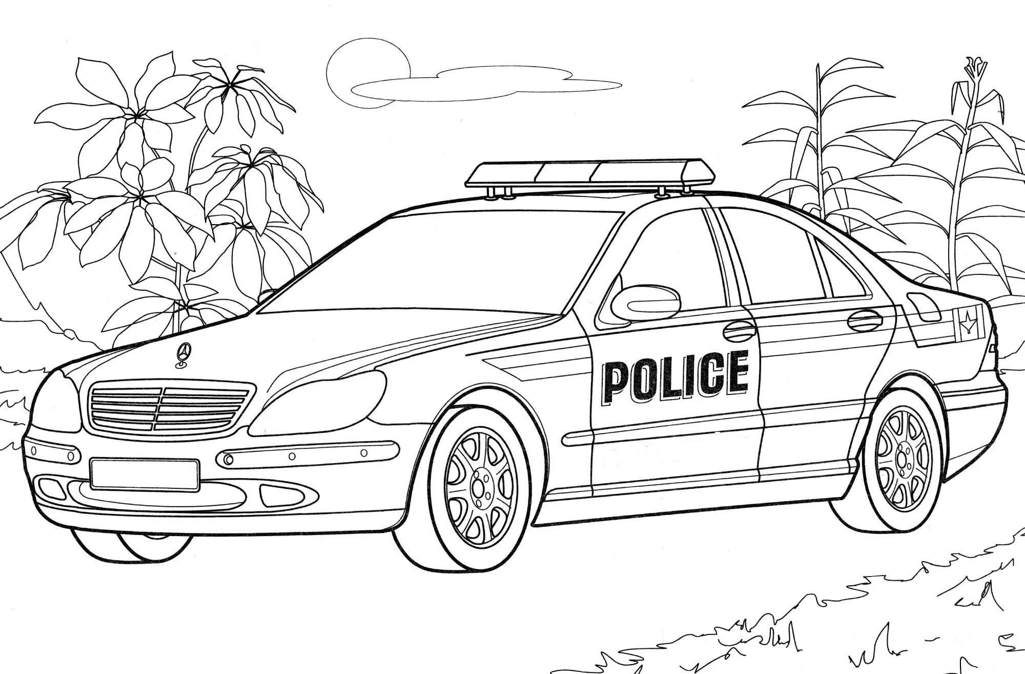 Para Colorir Carro da polícia Mercedes carro da polícia