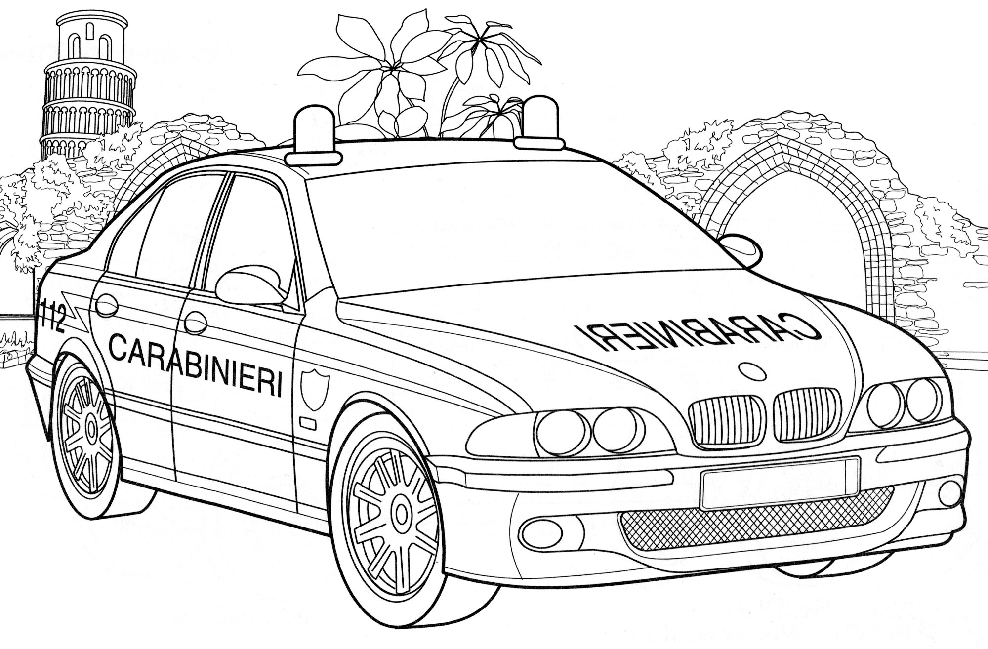Раскраска Полицейская машина Полицейская машина BMW