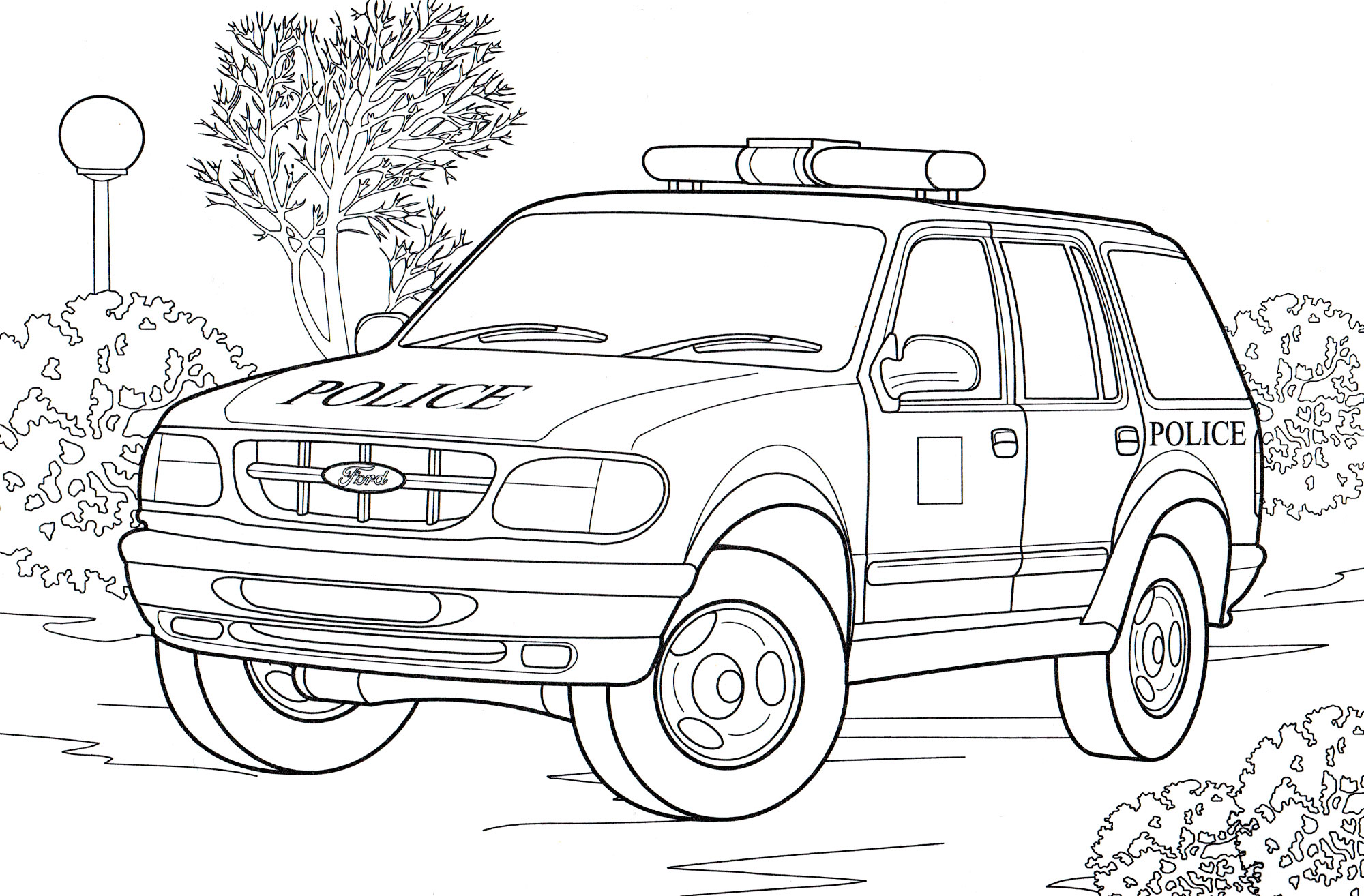 Ausmalbild Polizei Polizei-Jeep für Jungen