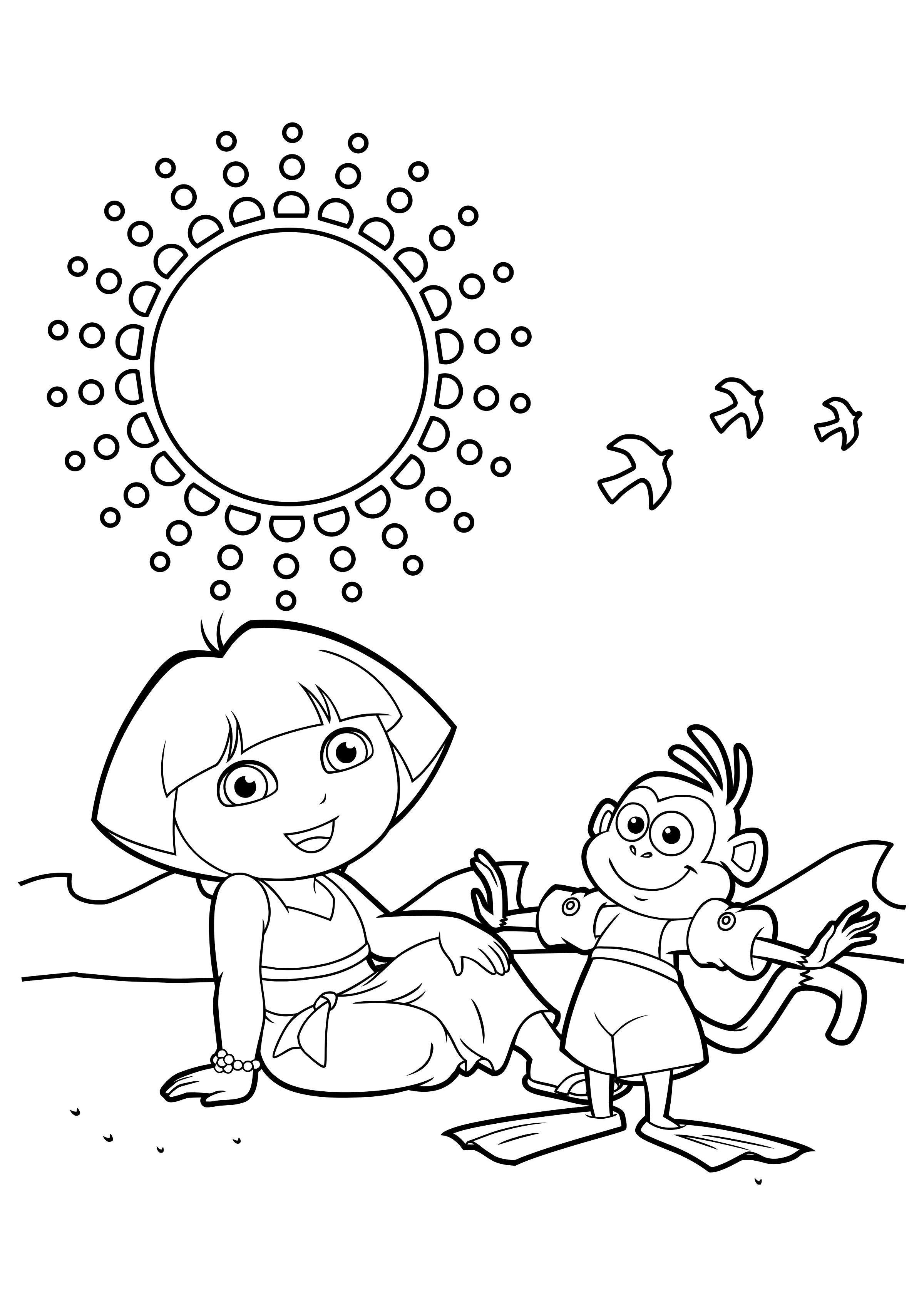 Coloring page Dora the Explorer Summer day