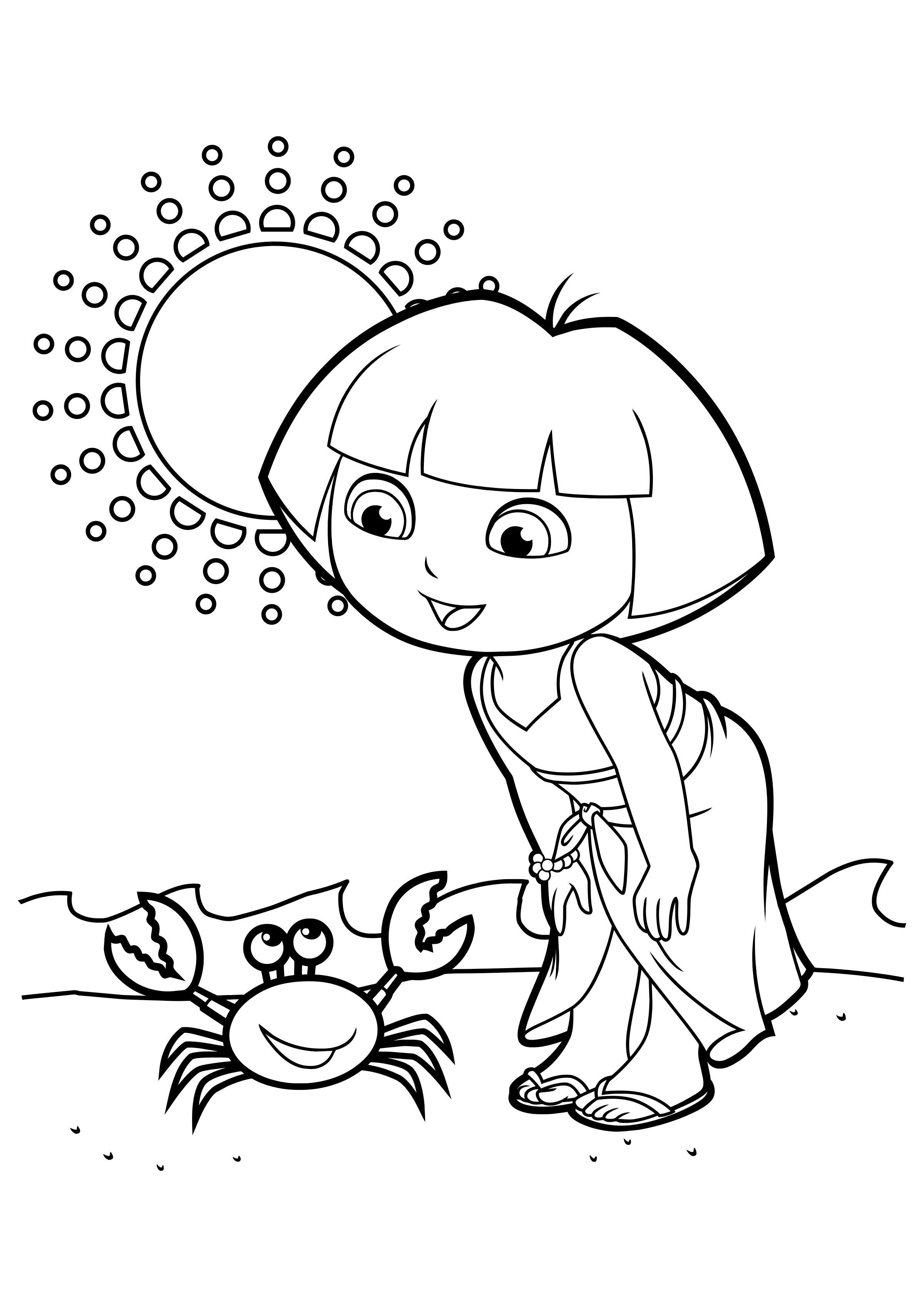 Ausmalbild Dora the Explorer Dora und die Krabbe