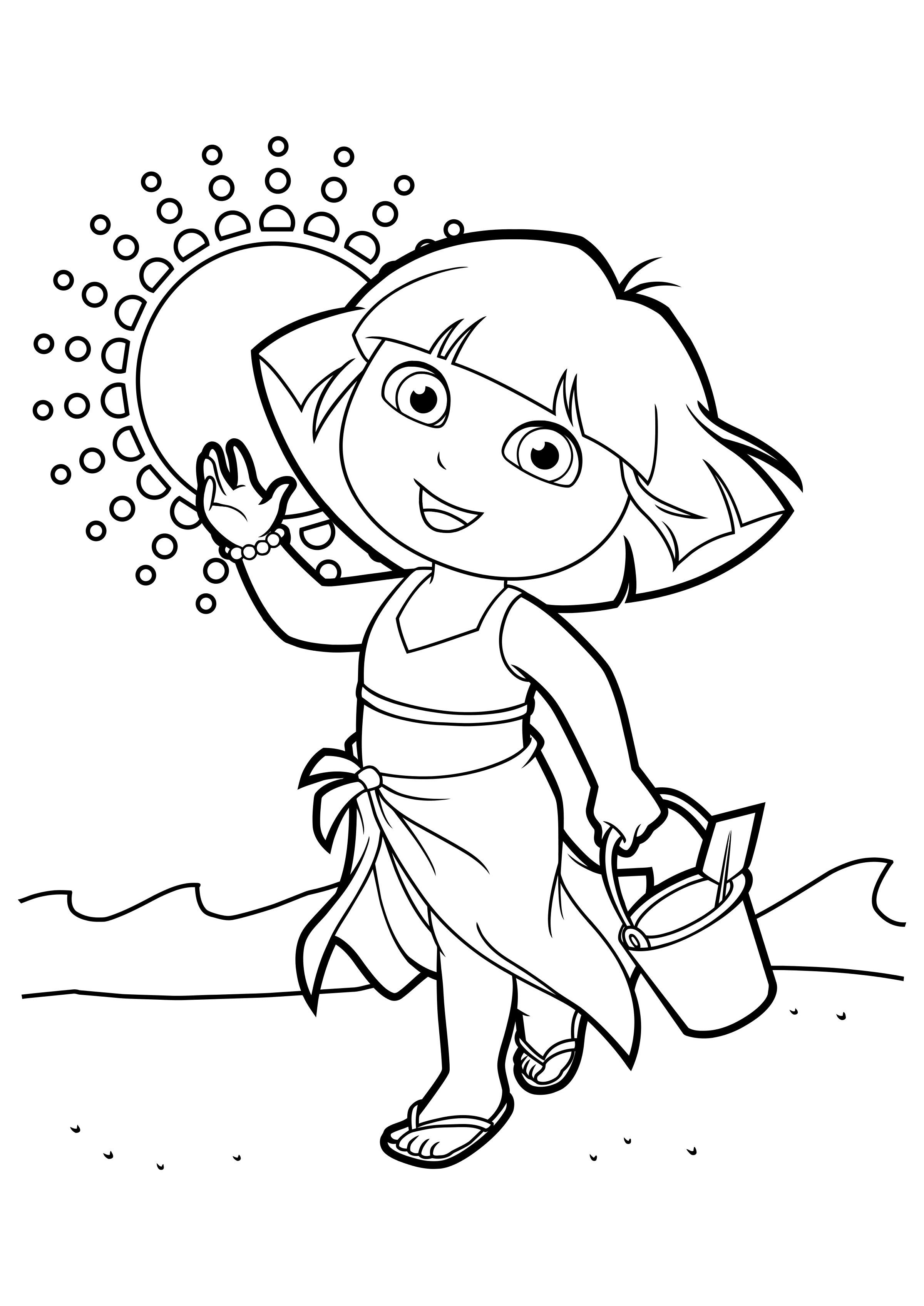 Coloring page Dora the Explorer Dora in the desert