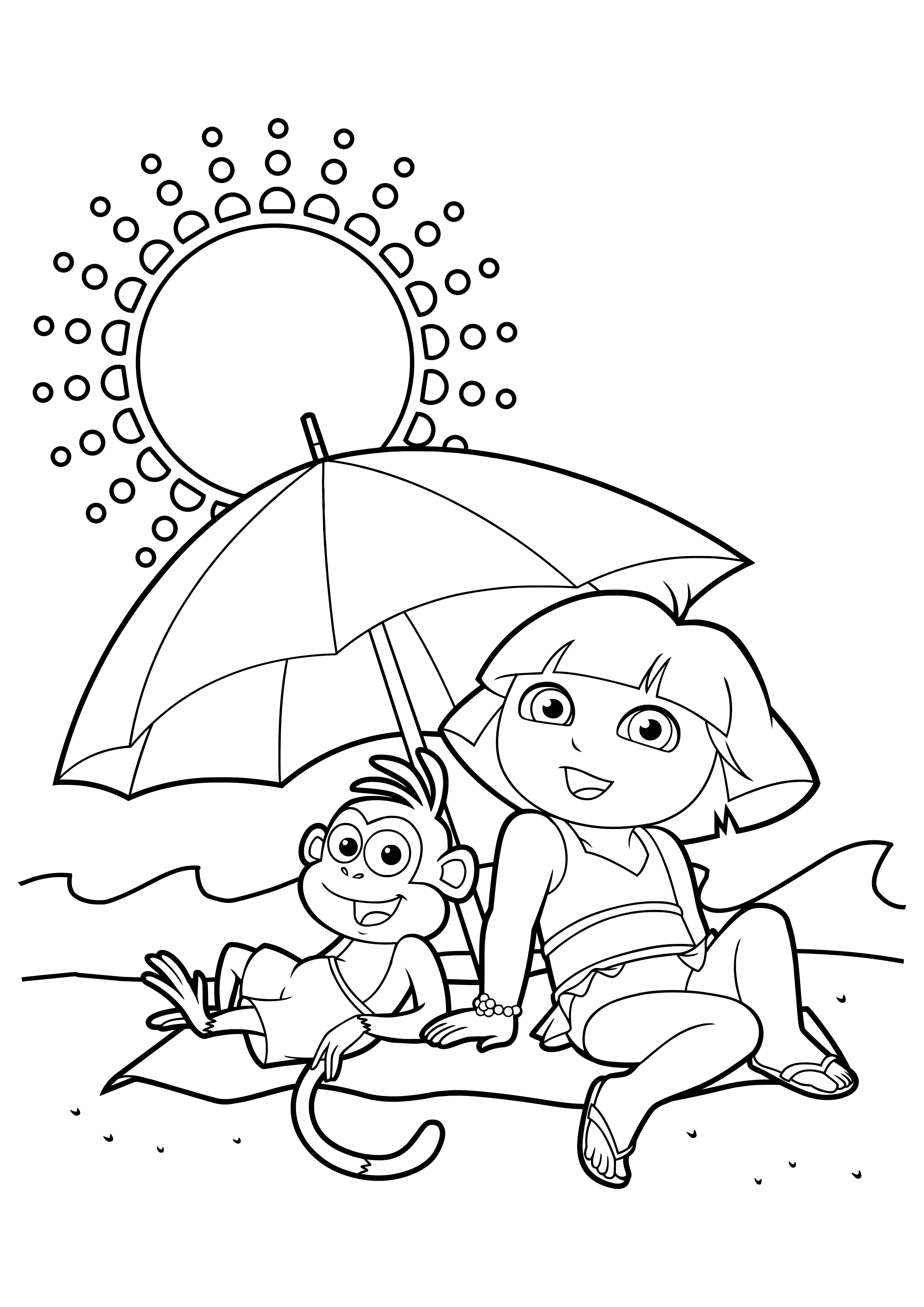 Ausmalbild Dora the Explorer Dora und der Pantoffel unter der sengenden Sonne