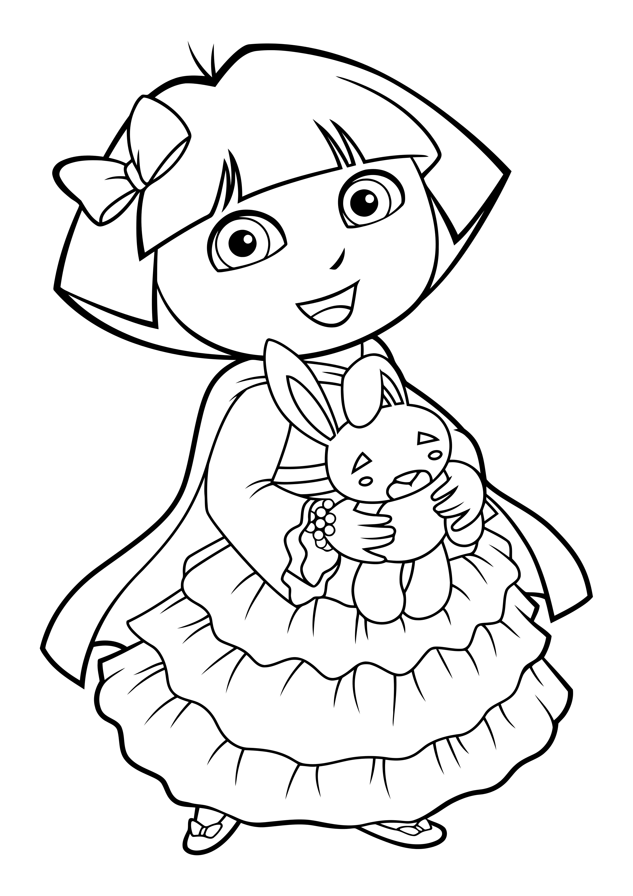 Ausmalbild Dora the Explorer Dora ist eine Reisende in einem Kleid