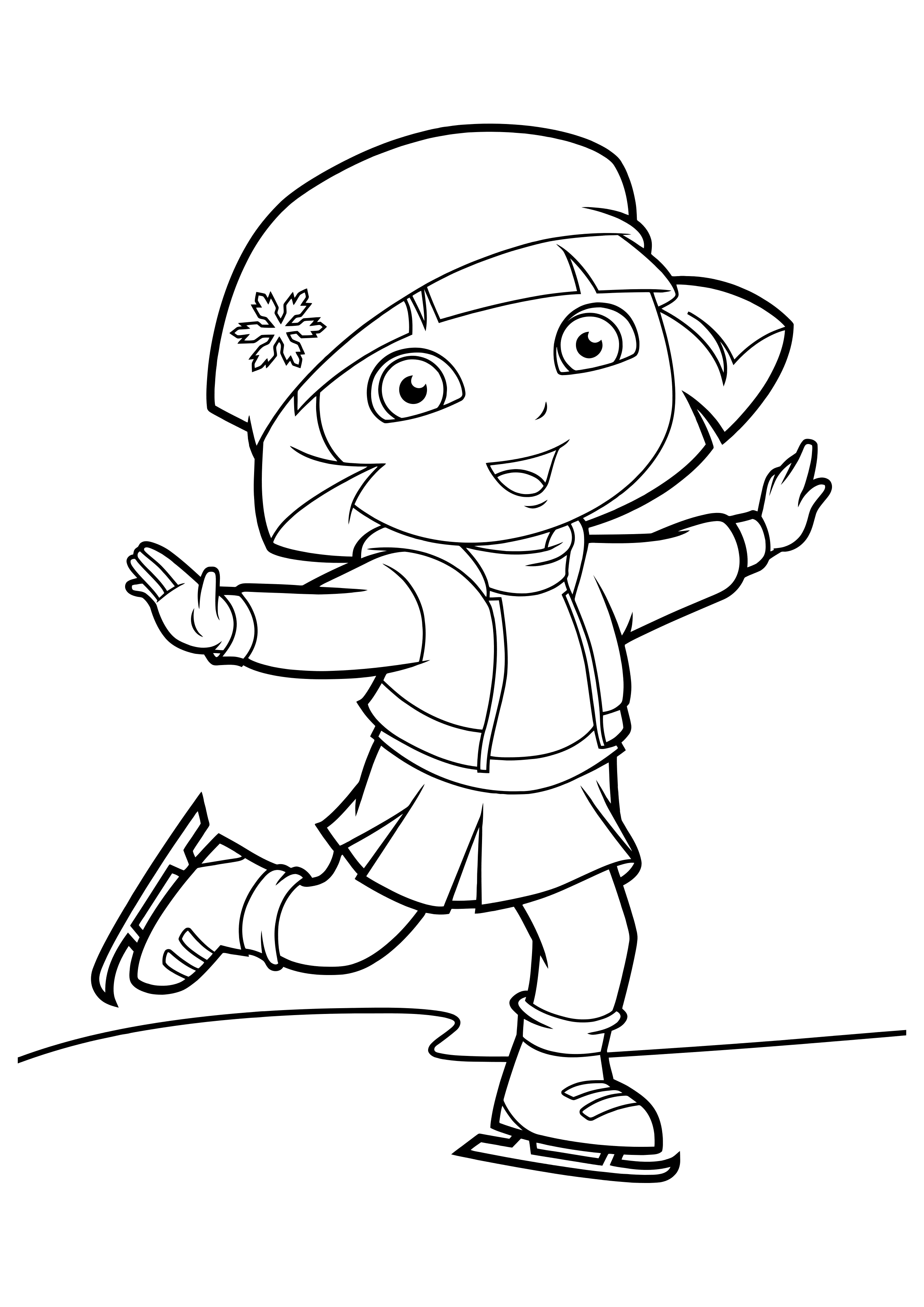 Ausmalbild Dora the Explorer Dora auf Schlittschuhen